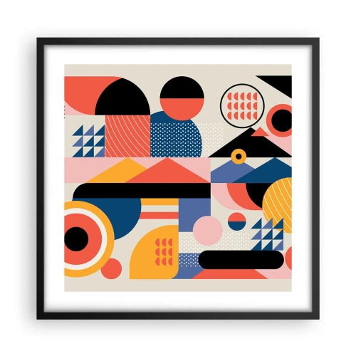 Affisch i svart ram - Komposition: Lek - 50x50 cm