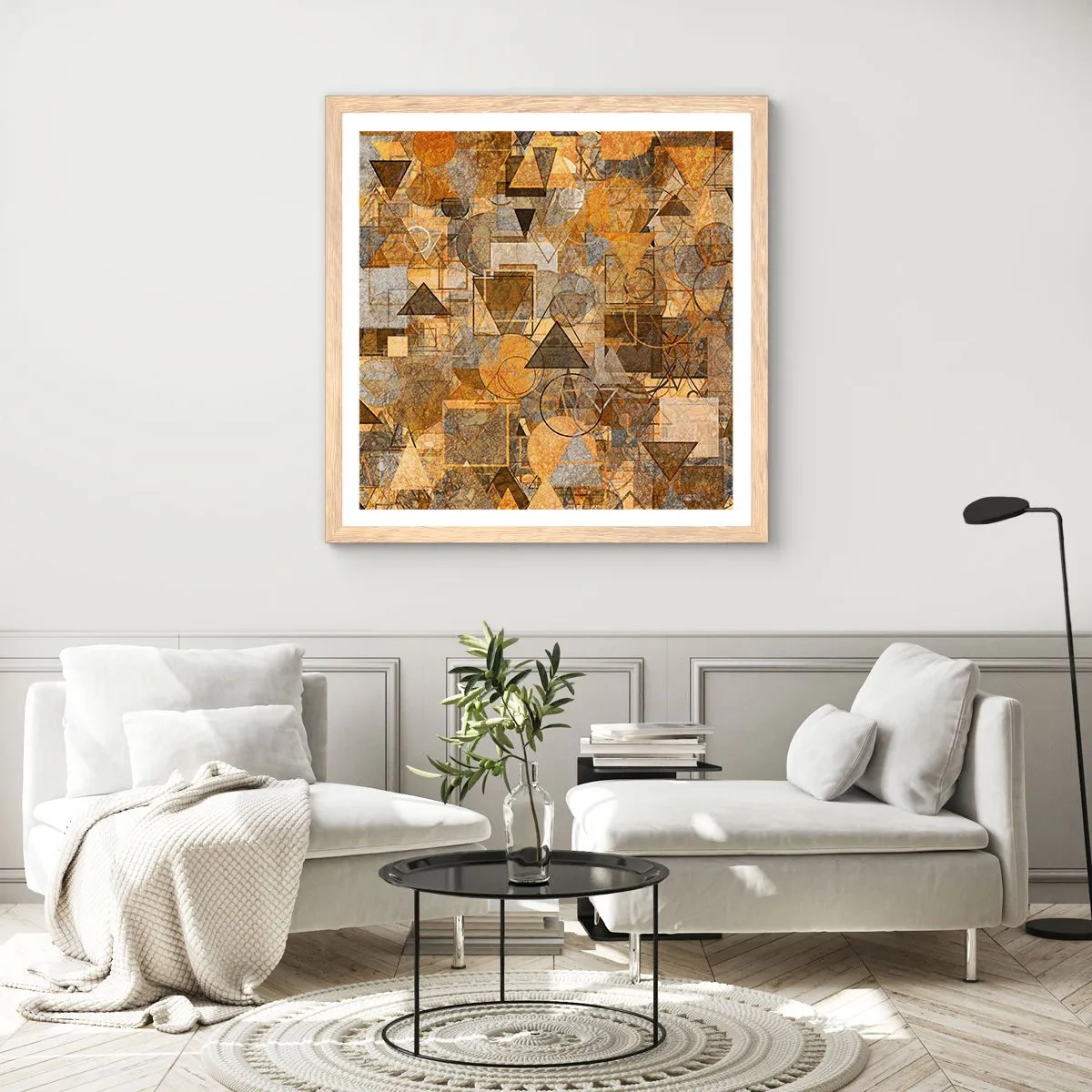 Affisch i ram av ljusek - Värld infattad i form - 60x60 cm