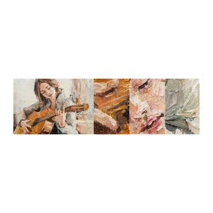 Provbit av självhäftande fototapet Deluxe Sticker - Konsert för gitarr och en flickas hjärta - Gitarr, musik, Flicka - 100x30 cm