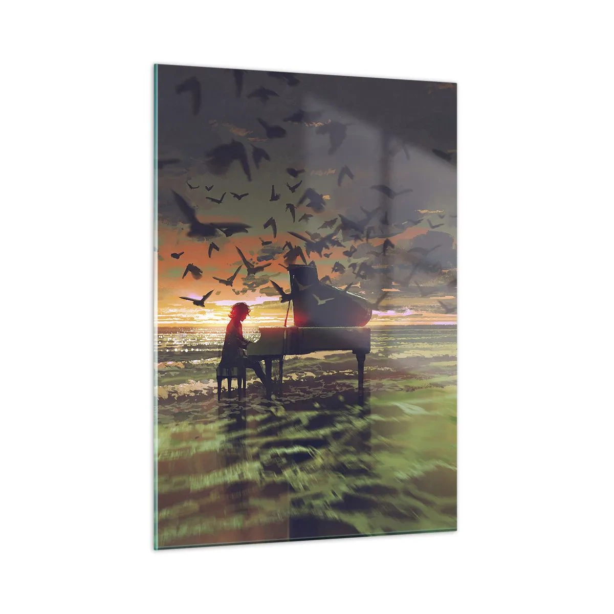 Glastavla - Bild på glas - Konsert för piano och vågor - 50x70 cm