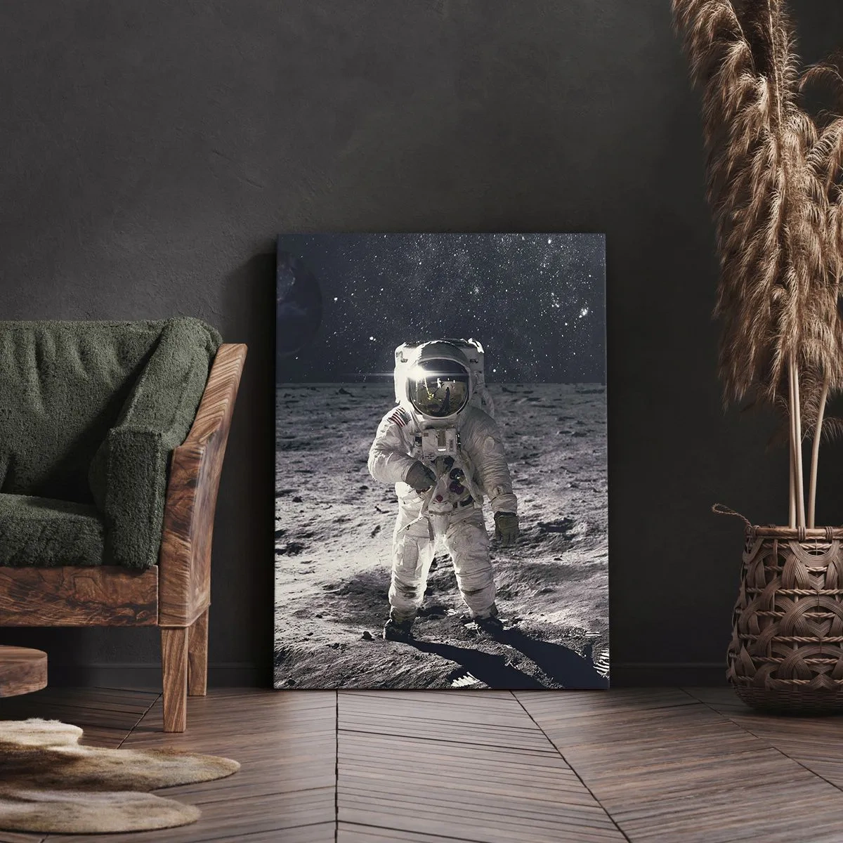 Canvastavla - Bild på duk - Hälsningar från månen - 45x80 cm
