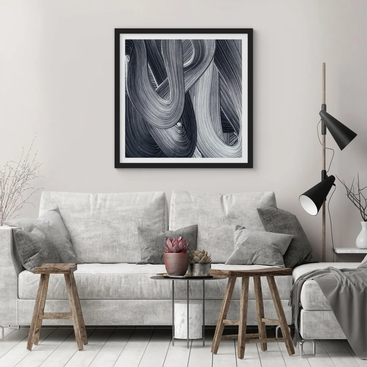 Affisch i svart ram - Verklighetens flythet - 30x30 cm