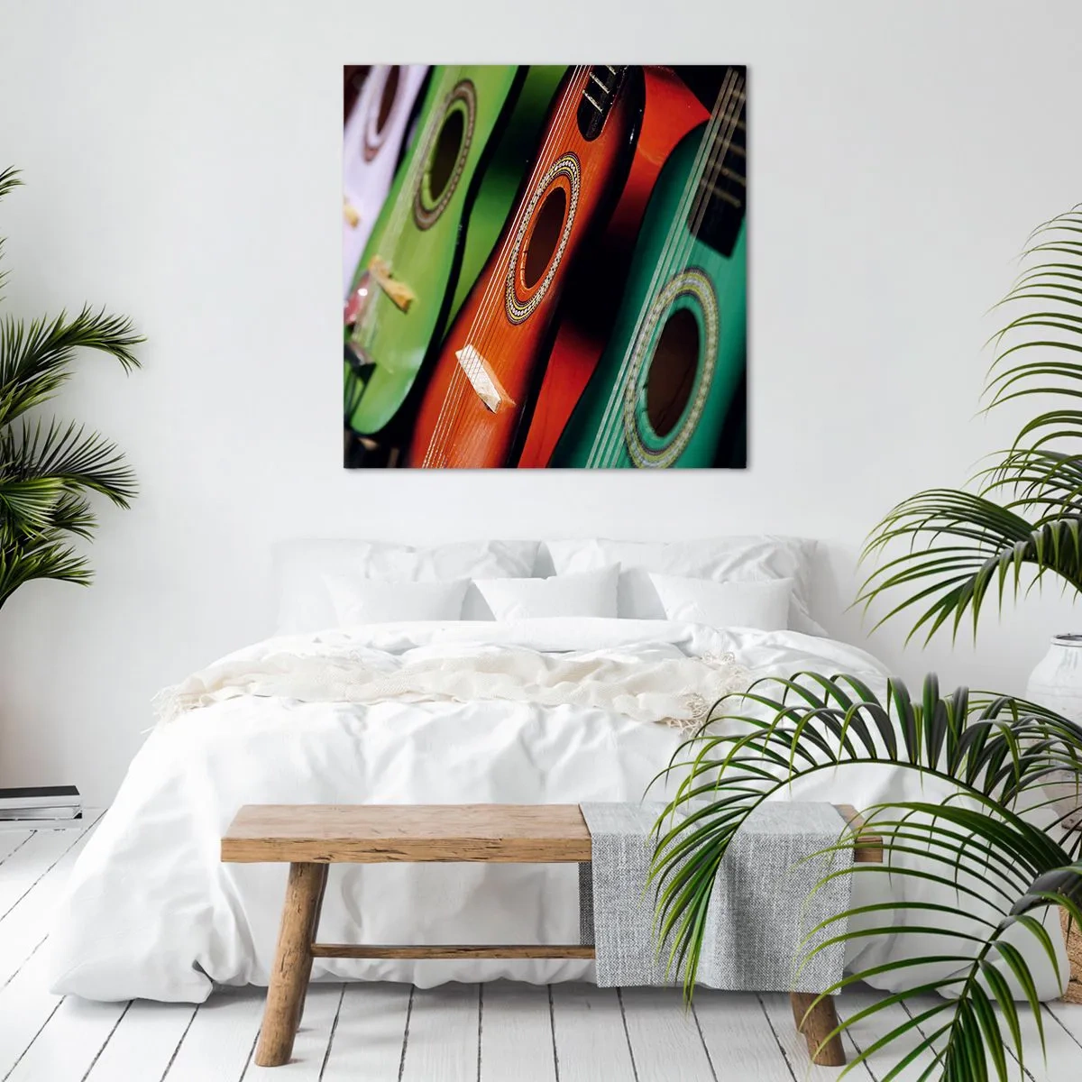 Canvastavla - Bild på duk - Gitarren har flera färger - 40x40 cm