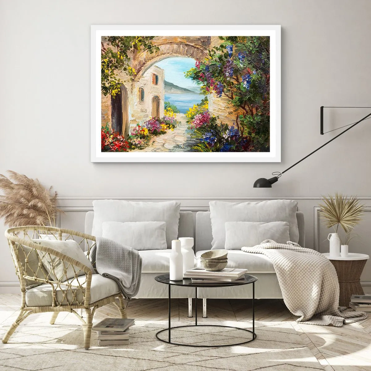 Affisch i vit ram - Kustprovinsens charm - 100x70 cm