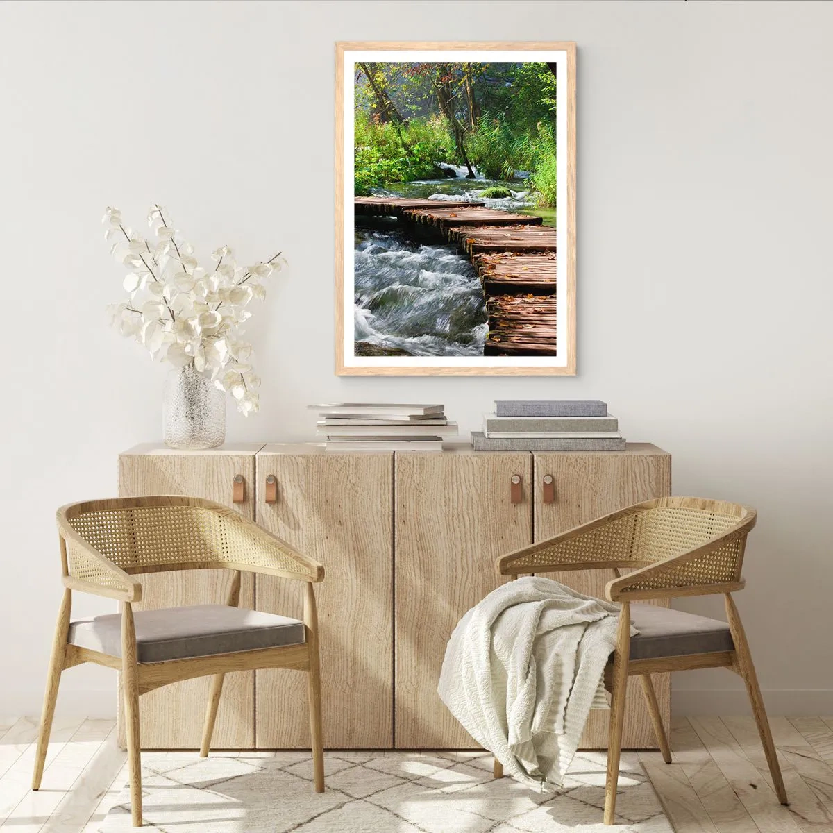 Affisch i ram av ljusek - Över skummande kaskad - 70x100 cm