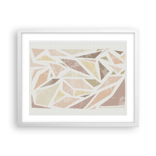 Affisch i vit ram - Komposition av färgat glas - 50x40 cm