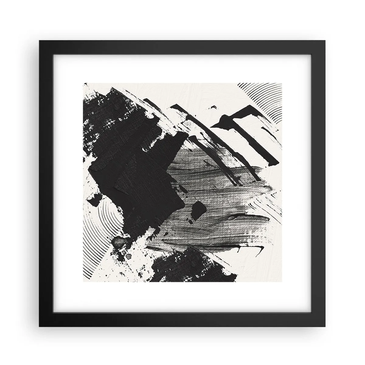 Affisch i svart ram - Abstraktion - uttrycket av svart - 30x30 cm