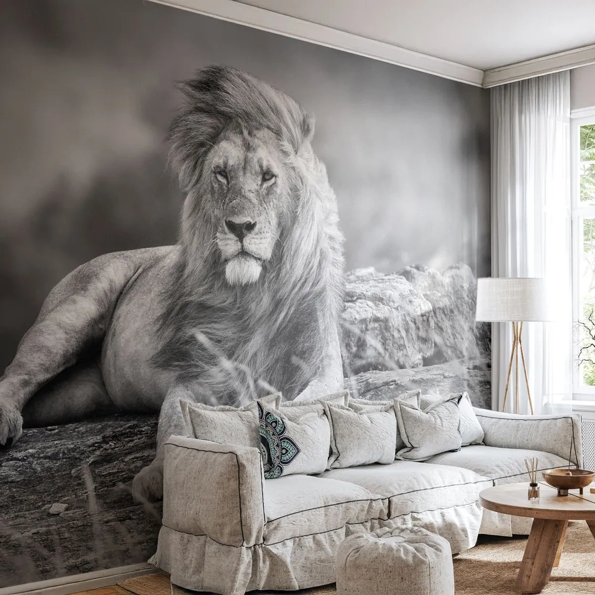 Självhäftande Fototapet Deluxe Sticker - Kunglig siesta - Lejon, Djur, Natur - 250x175 cm