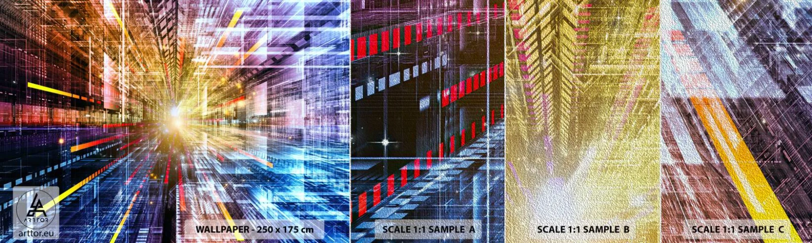 Provbit av fototapet Premium Sand - Ljuskorridor - Abstraktion, Grafik, 3D - 100x30 cm