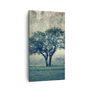 Canvastavla - Bild på duk - Äppelträd på blå betesmark? - 45x80 cm