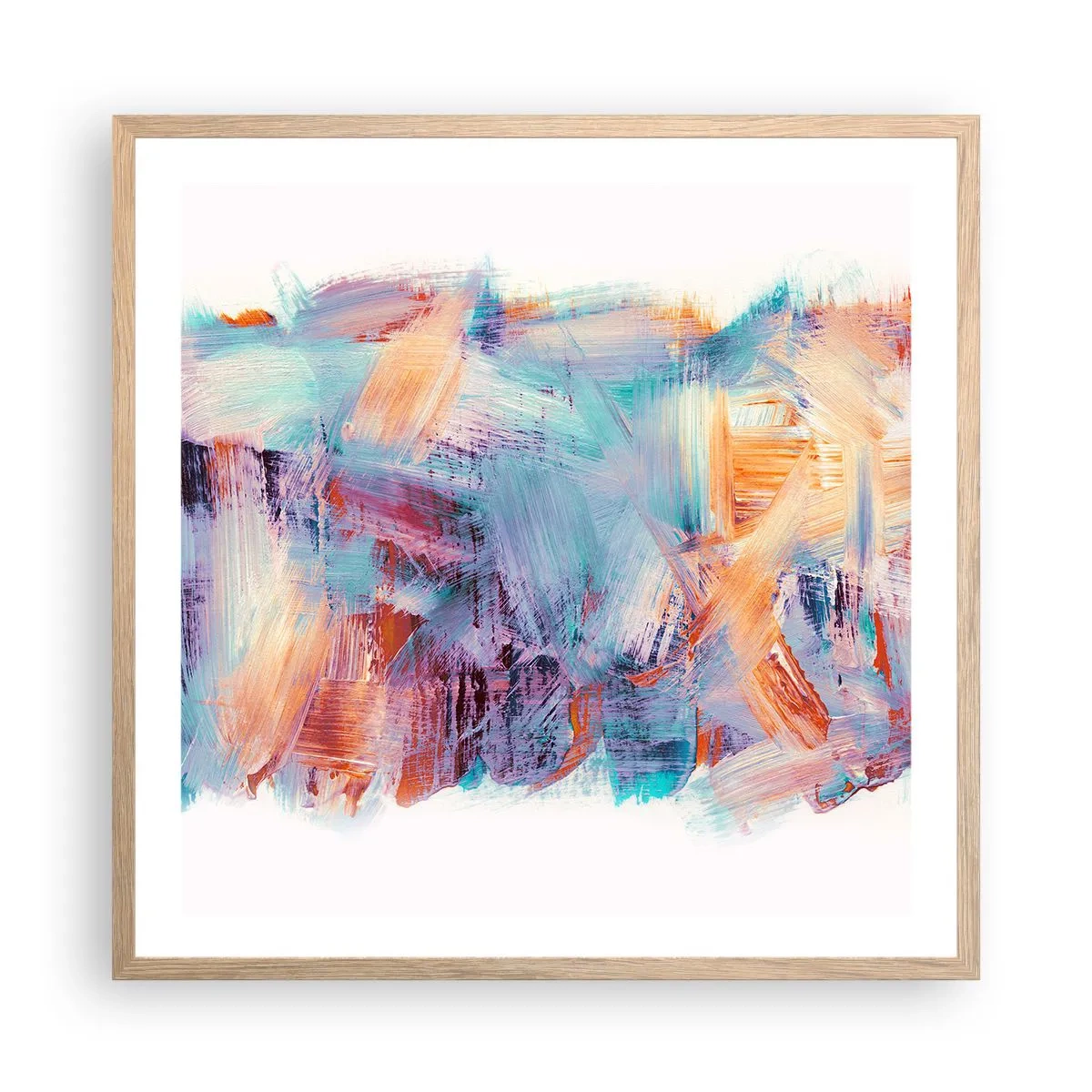 Affisch i ram av ljusek - Färgglad röra - 60x60 cm