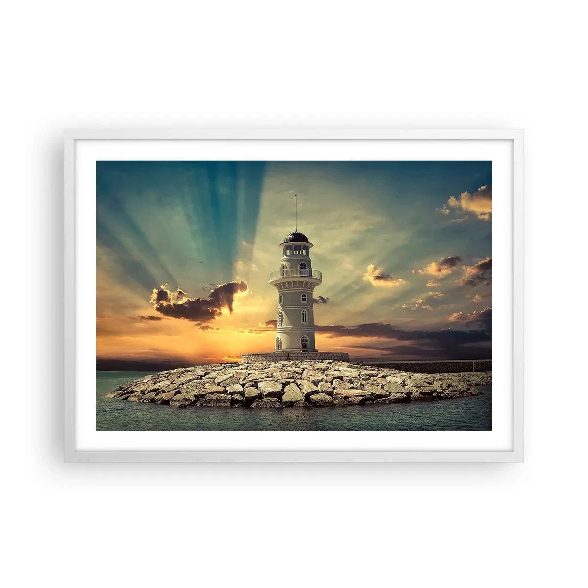 Affisch i vit ram - Ljus - Godhet - Skönhet - 70x50 cm