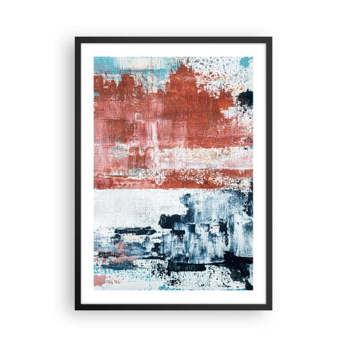 Affisch i svart ram - Abstrakt komposition i nyanser av rött, vitt och blått - 50x70cm - Abstrakt halvt om halvt - Modern väggdekoration för vardagsrum och sovrum ARTTOR