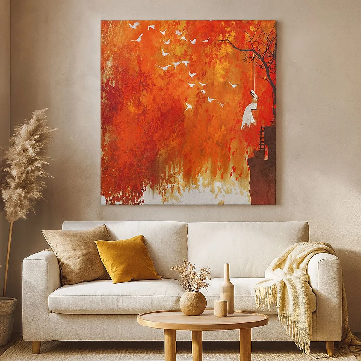 Canvastavla - Bild på duk - Flyger hon med oss? - 30x30 cm