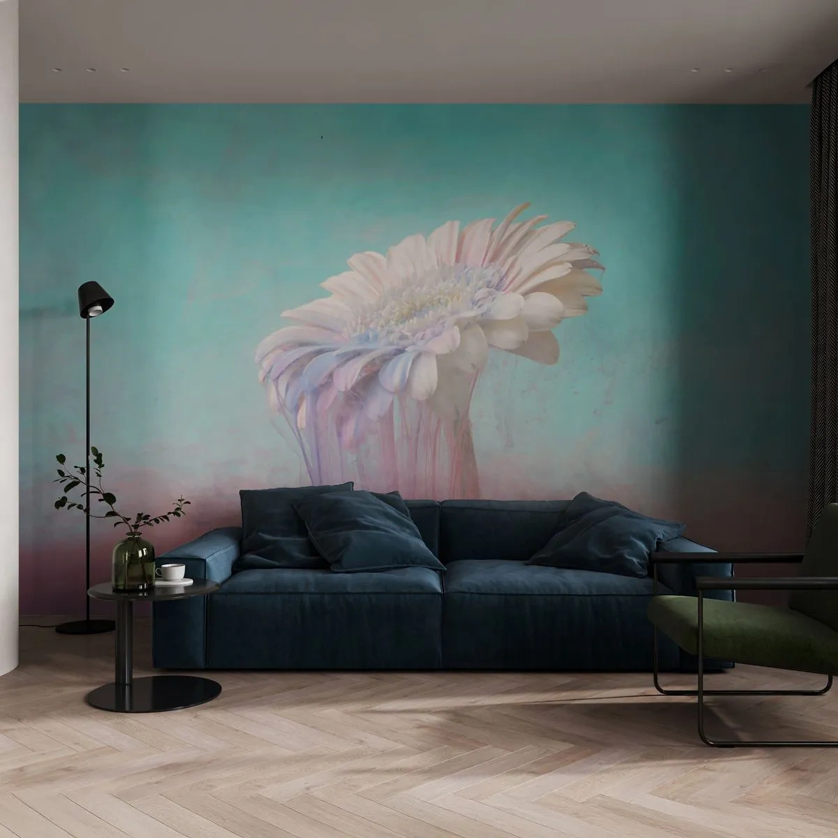 Självhäftande Fototapet Deluxe Sticker - Blommornas undervärld - Abstraktion, Blomma, Bit - 200x140 cm