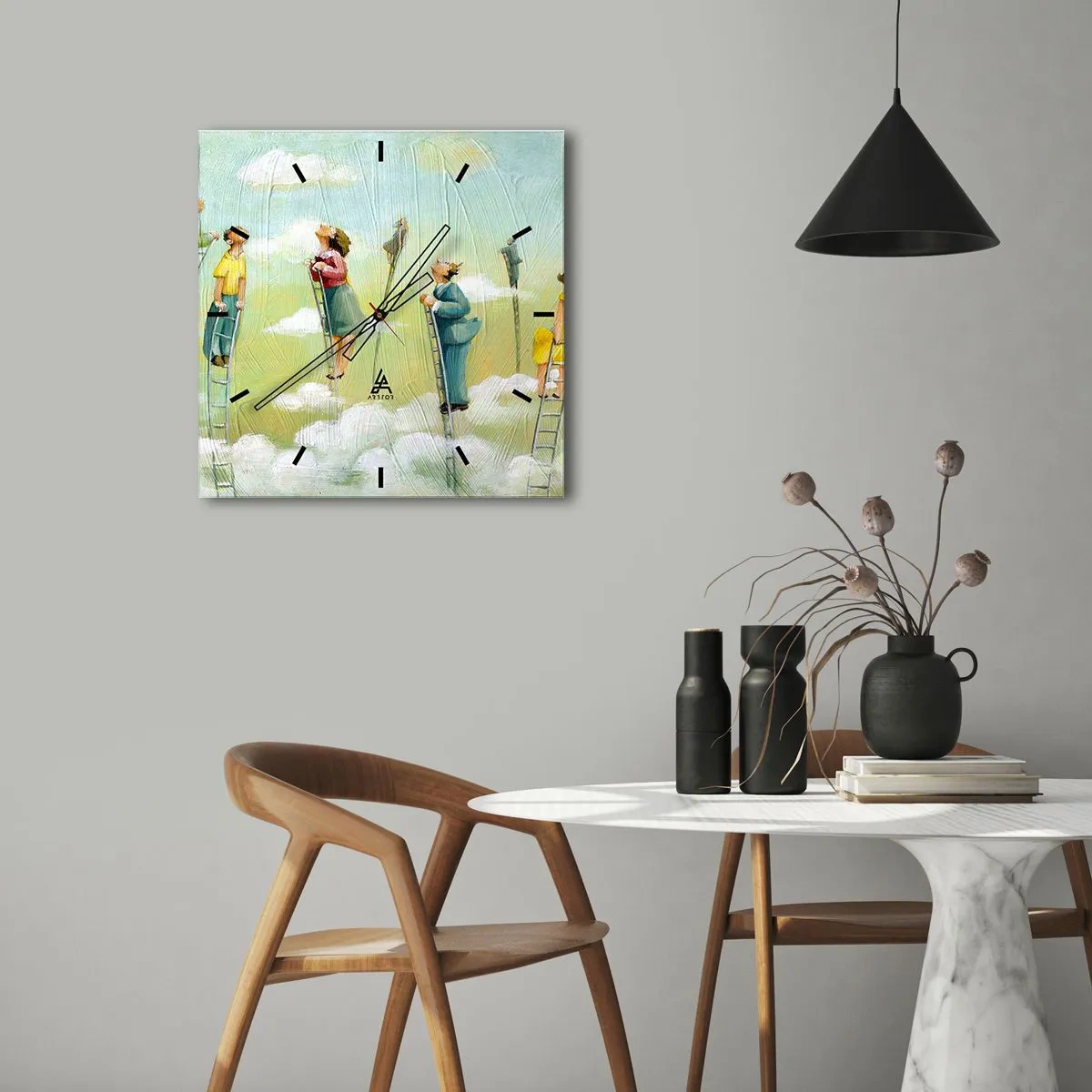 Väggklocka - Klocka på glas - Efter din dröm - 30x30 cm