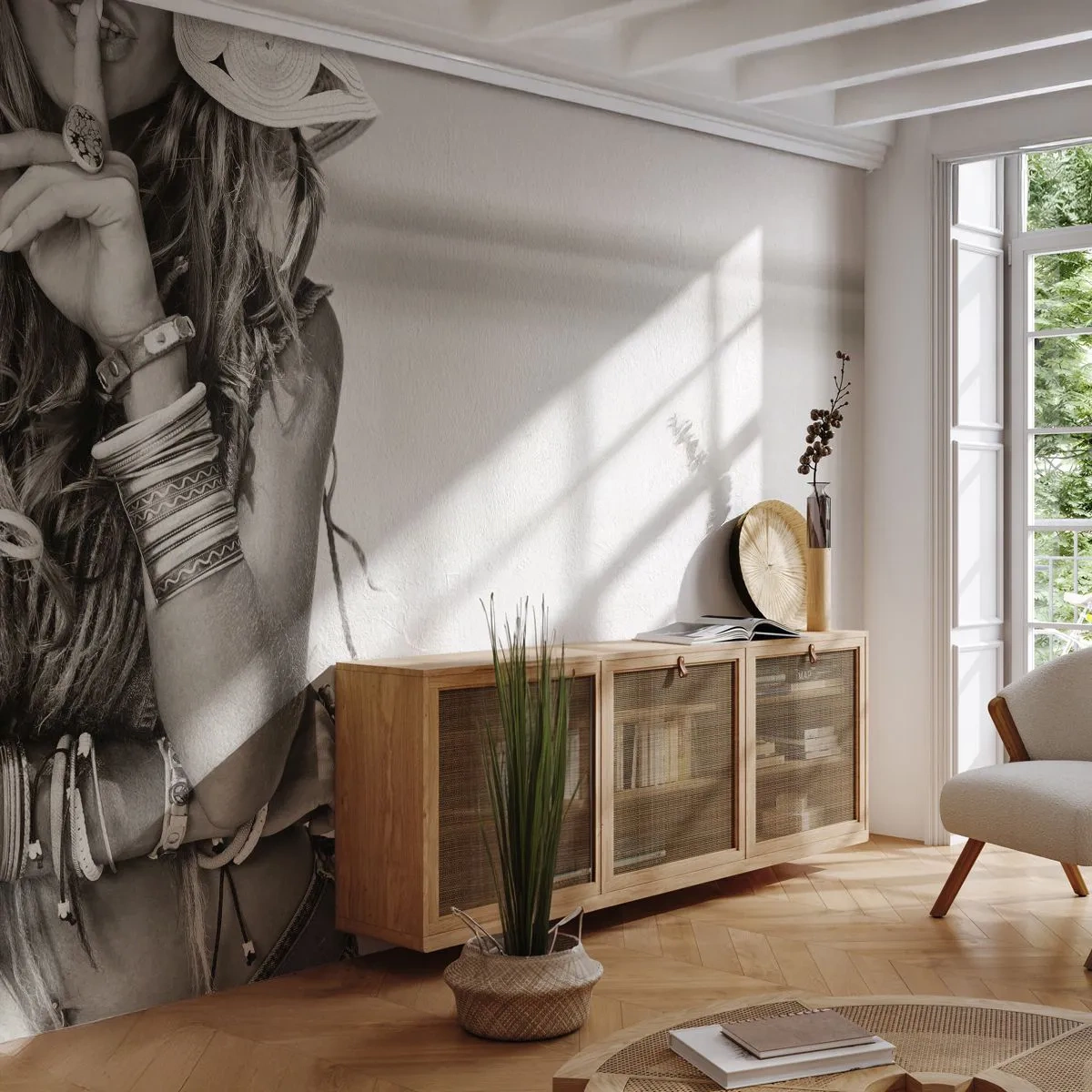 Fototapet Premium Canvas - Som flickorna brukar - Kvinna, Boho, Årgång - 250x175 cm