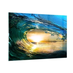 Glastavla - Bild på glas - I smaragd-guld kristall - 100x70 cm