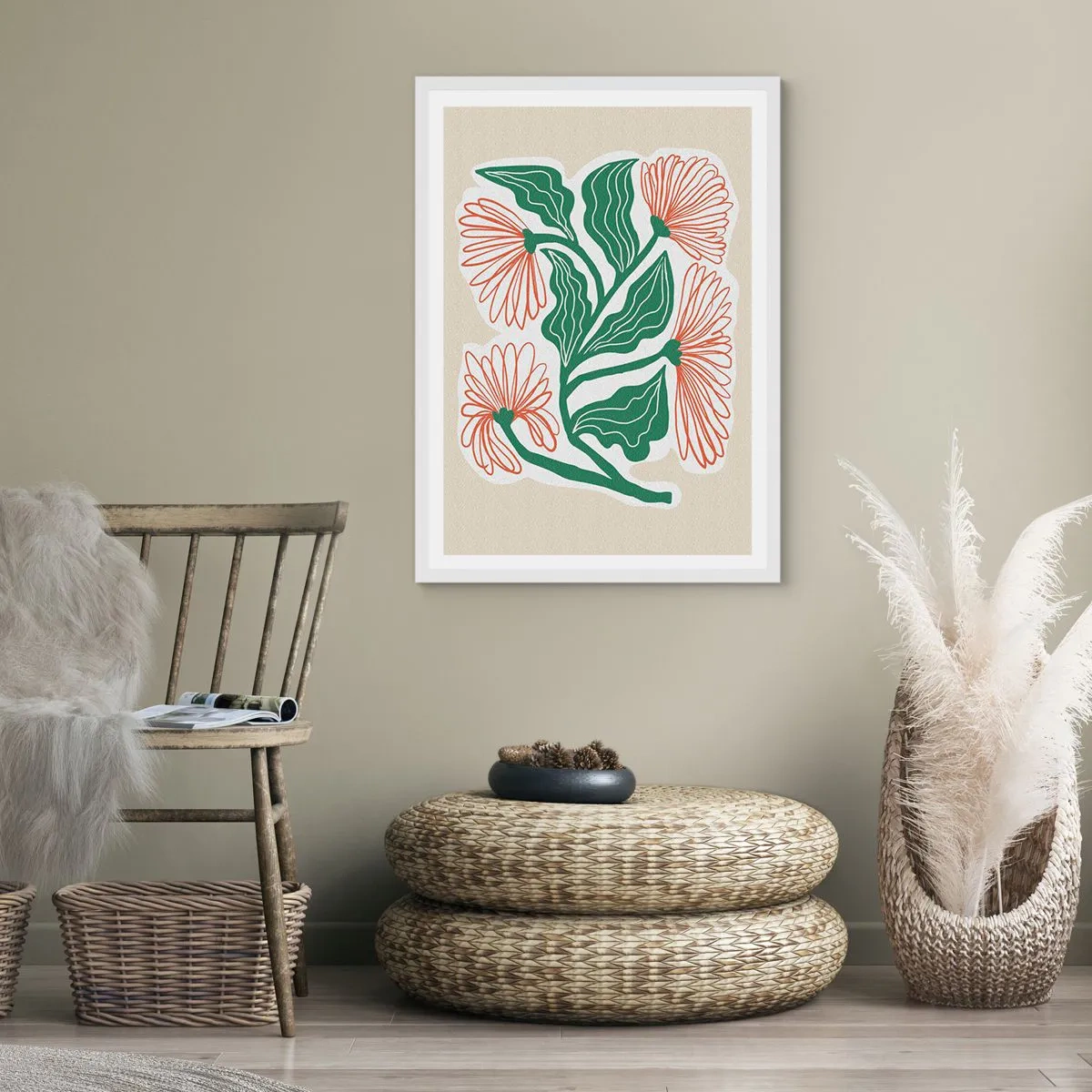 Affisch i vit ram - Folkligt och modernt - 61x91 cm