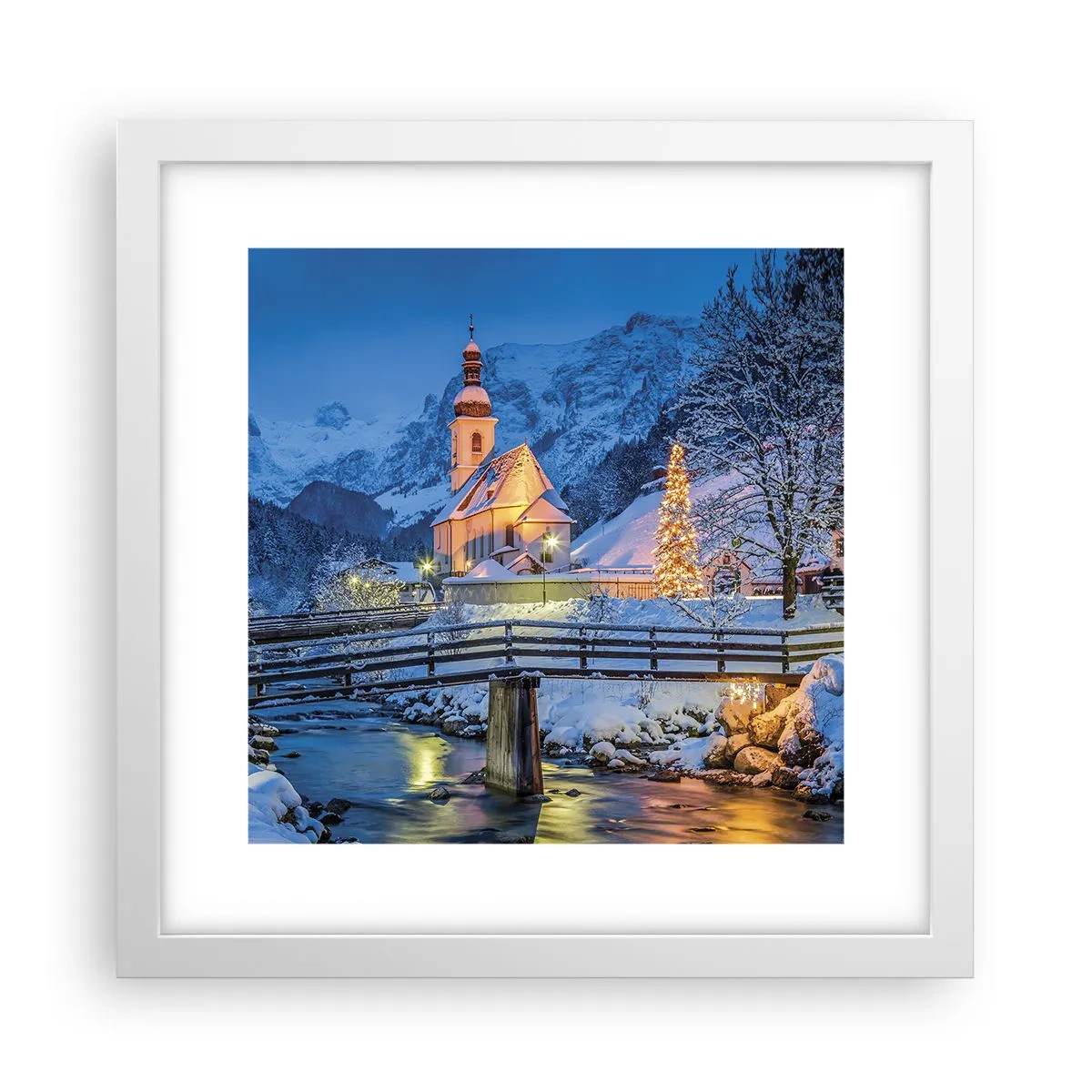 Affisch i vit ram - Julens anda - 30x30 cm