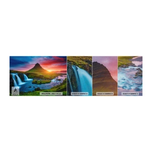Provbit av fototapet Premium Canvas - Island - eld och vatten - Landskap, Island, Kirkjufellsfoss - 100x30 cm