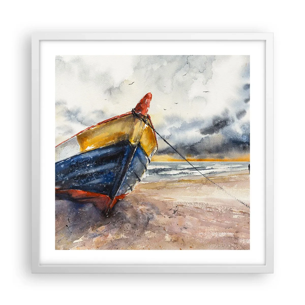 Affisch i vit ram - Vila på stranden - 50x50 cm