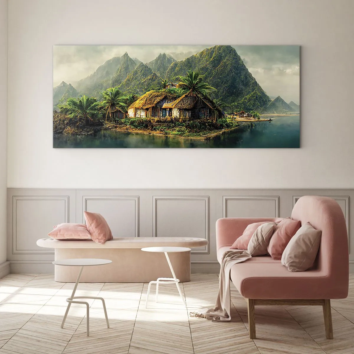 Glastavla - Bild på glas - Tropiskt paradis - 100x40 cm