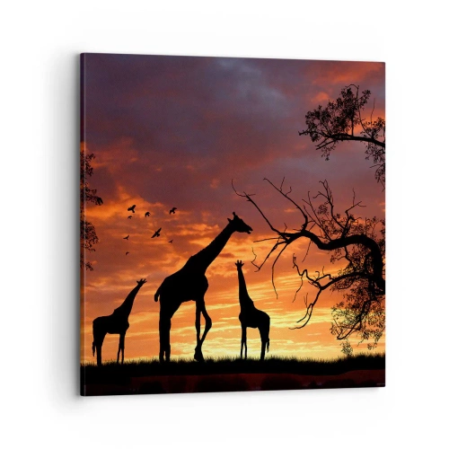 Canvastavla - Bild på duk - Liten middag med de närmaste - 70x70 cm