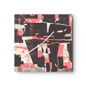 Väggklocka - Klocka på glas - Allt liv och rörelse - 40x40 cm