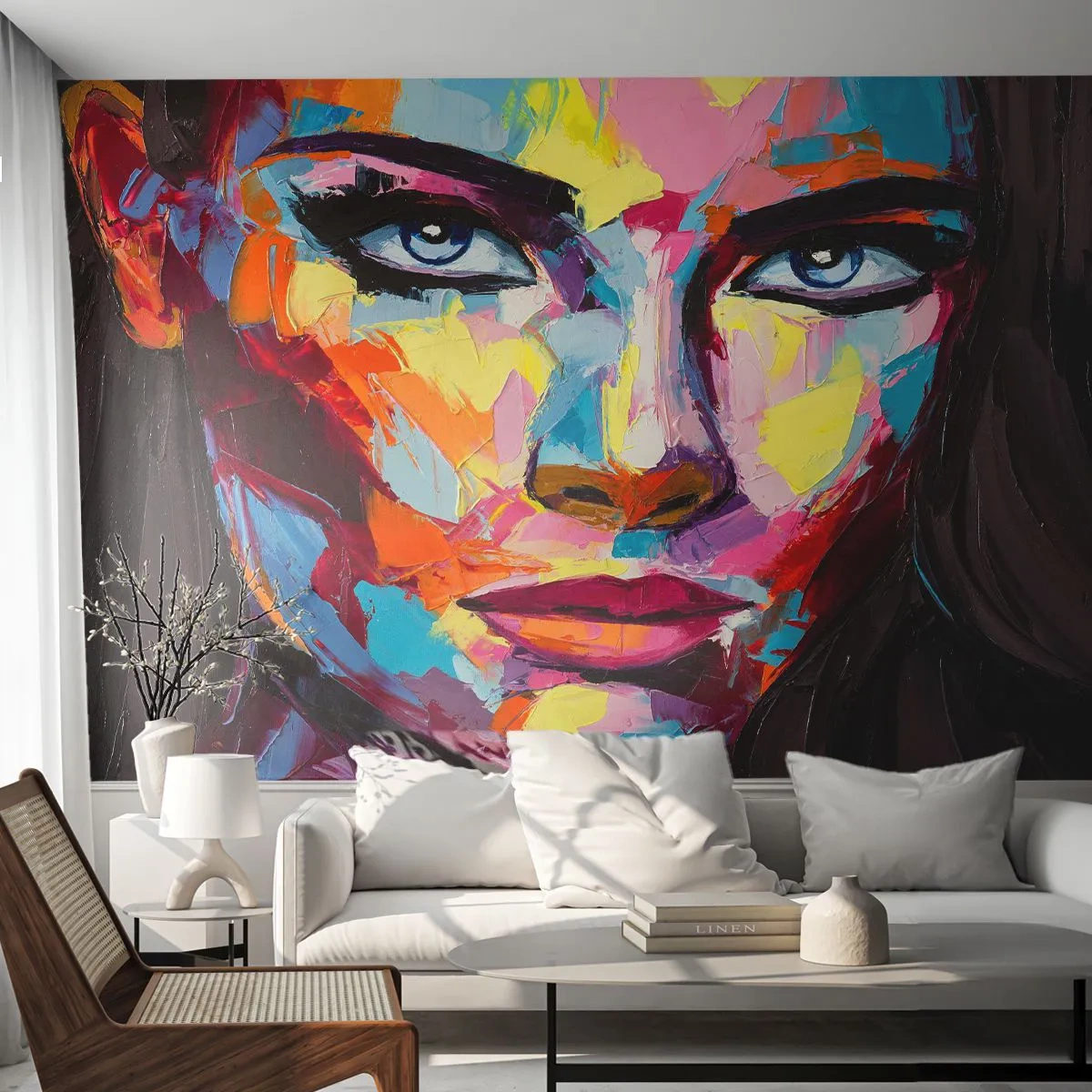 Självhäftande Fototapet Deluxe Sticker - Själen är också färgglad - Porträtt av en kvinna, Ansikte, Bit - 250x175 cm