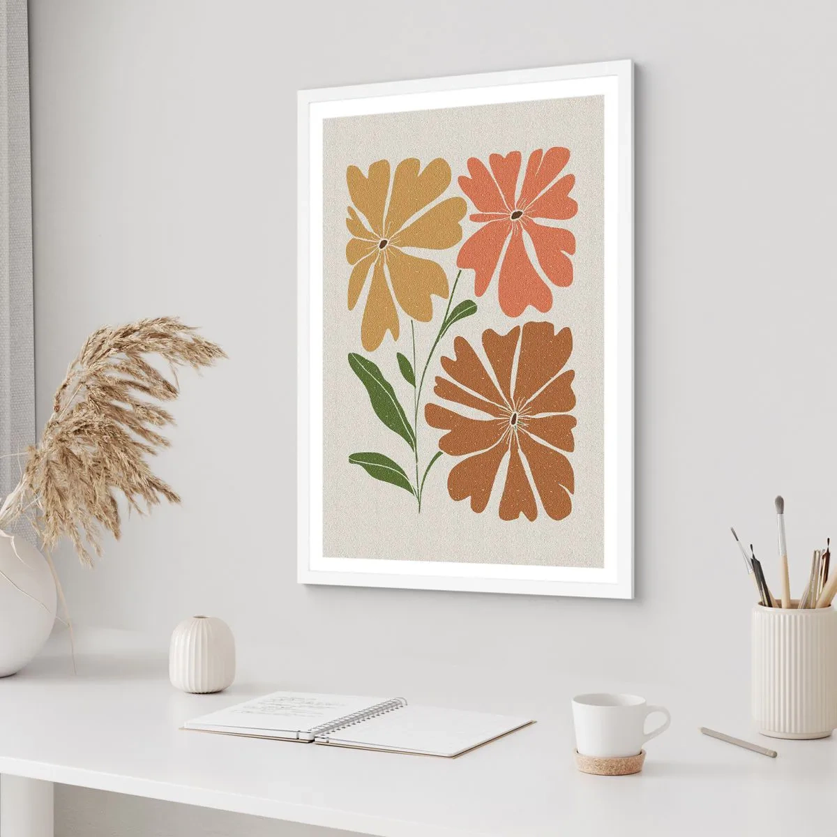 Affisch i vit ram - Natur och geometri - 70x100 cm