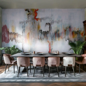 Fototapet Standard Eco - Modern abstraktion i delikata nyanser med accenter - 100x70cm - Med pinne på vatten - Modern väggdekoration för vardagsrum och sovrum ARTTOR