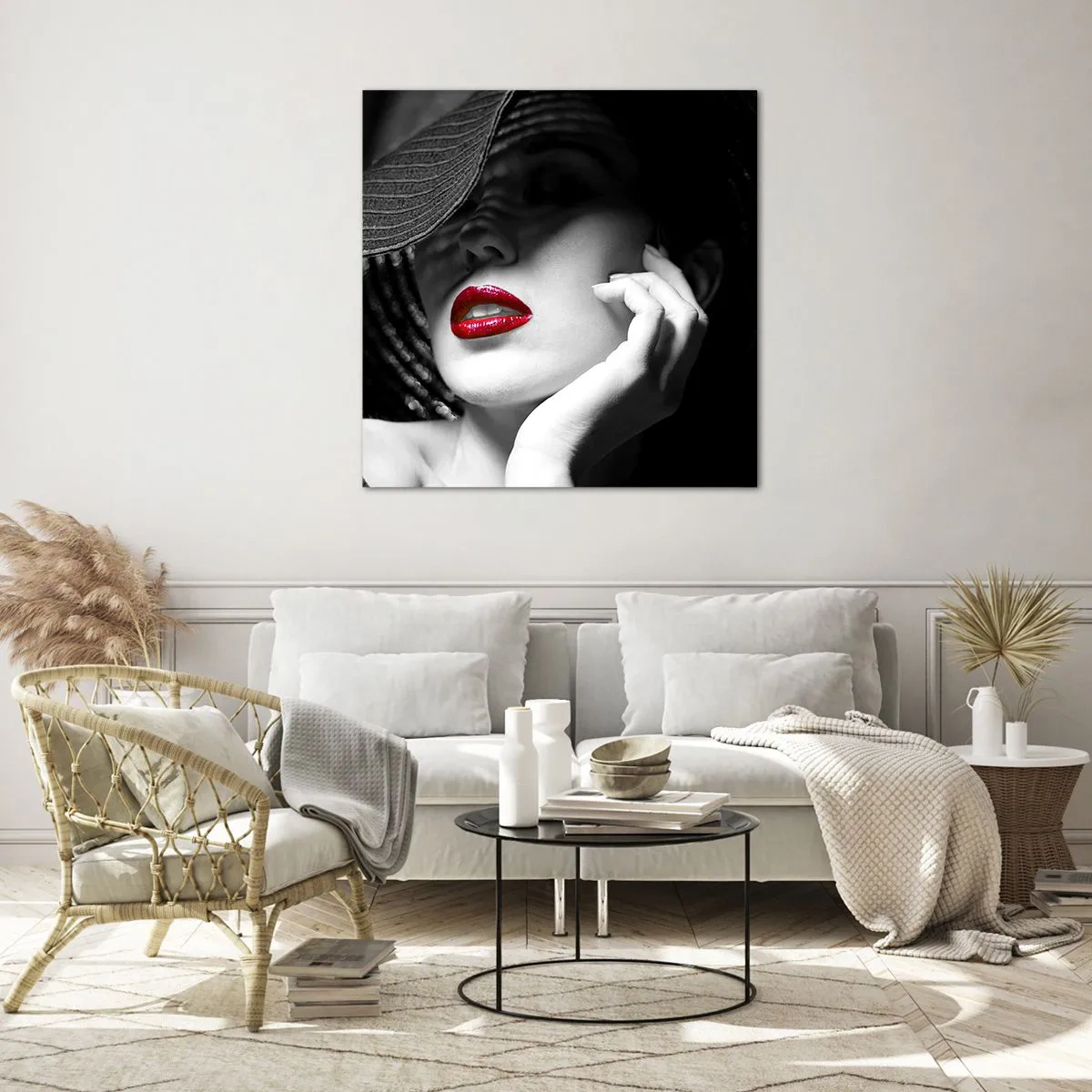 Glastavla - Bild på glas - En studie i scharlakansröd - 50x50 cm