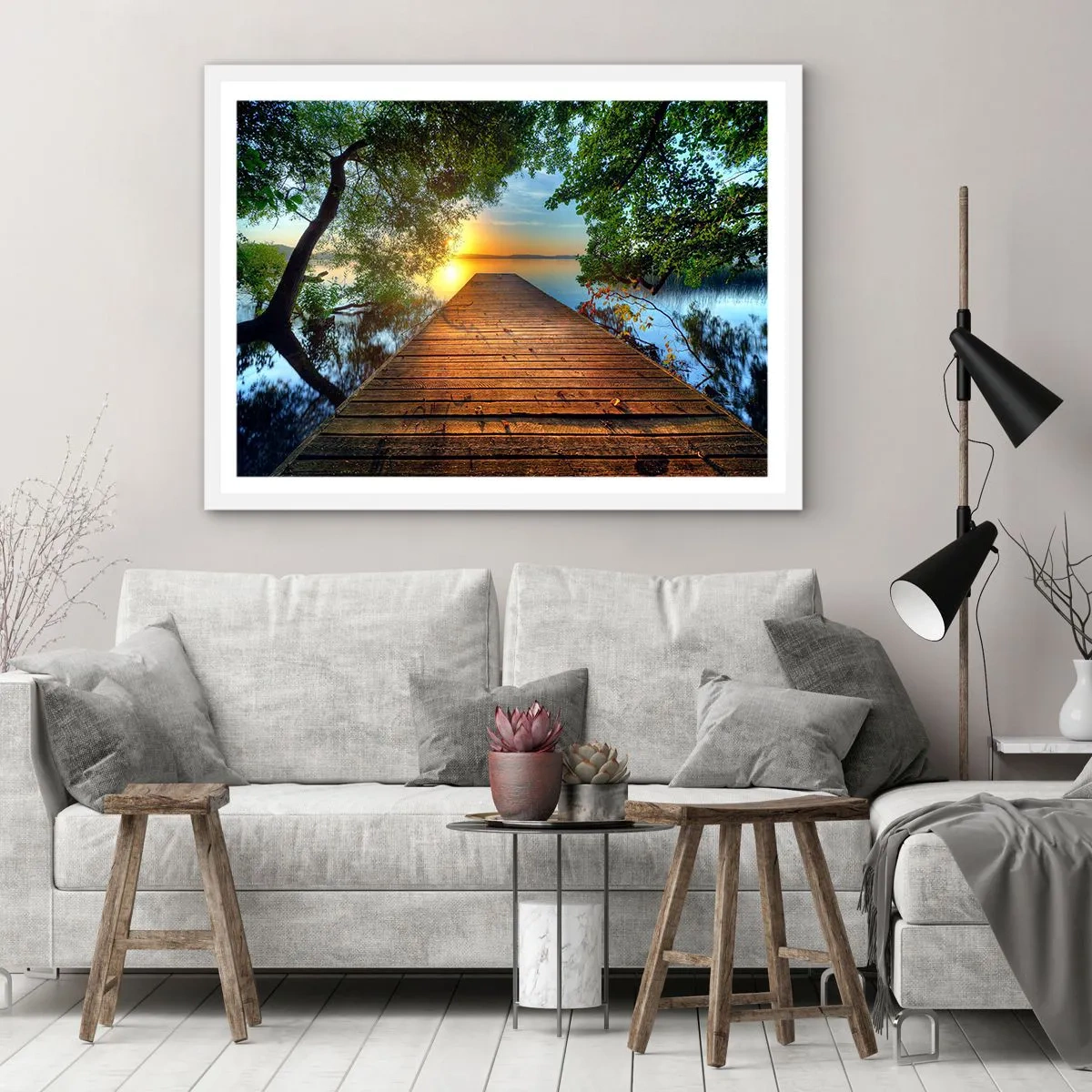 Affisch i vit ram - Sakta ner, sätt dig - 70x50 cm