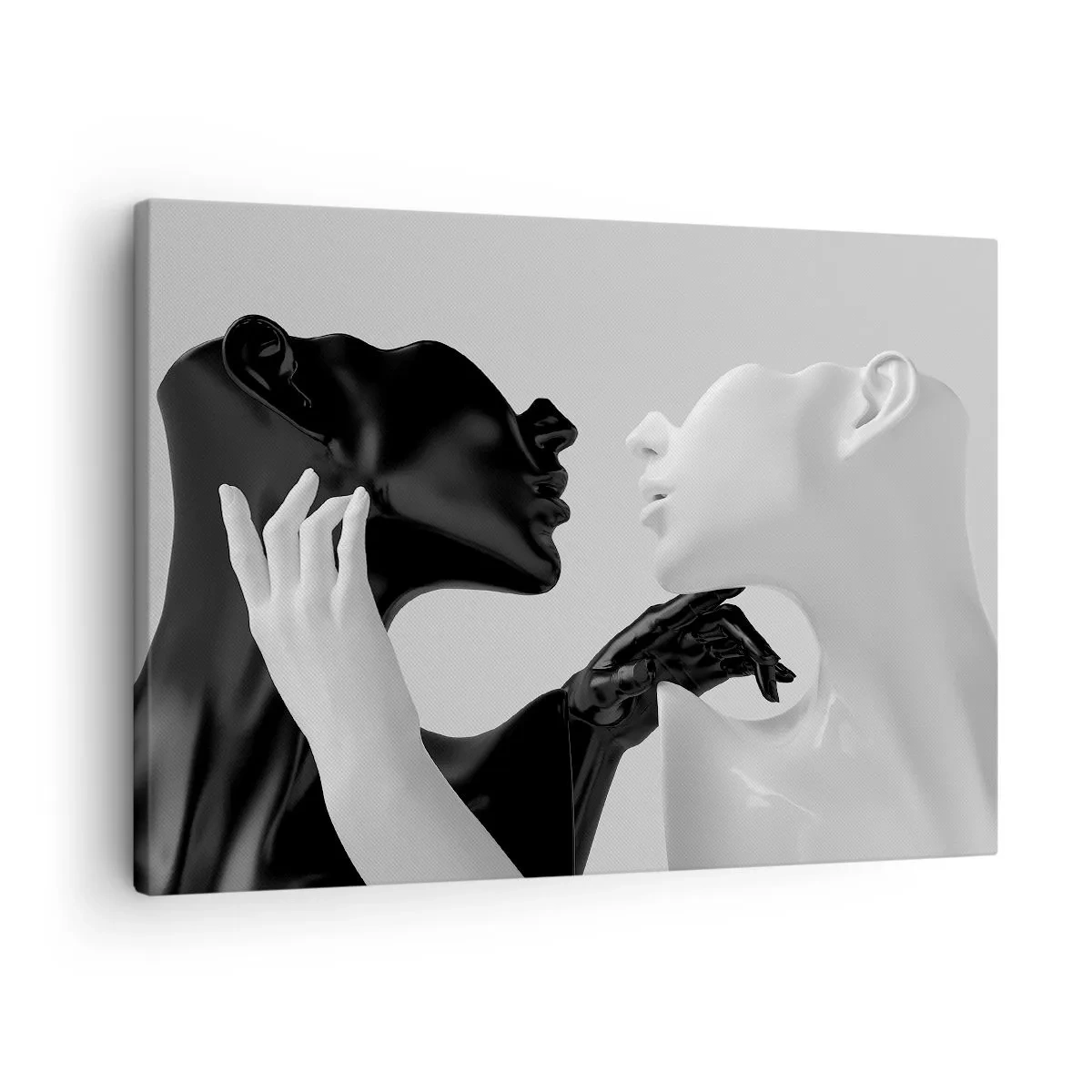 Canvastavla - Bild på duk - Svartvita silhuetter i dynamisk närbild - 70x50cm - Attraktion - lust - Modern väggdekoration för vardagsrum och sovrum ARTTOR