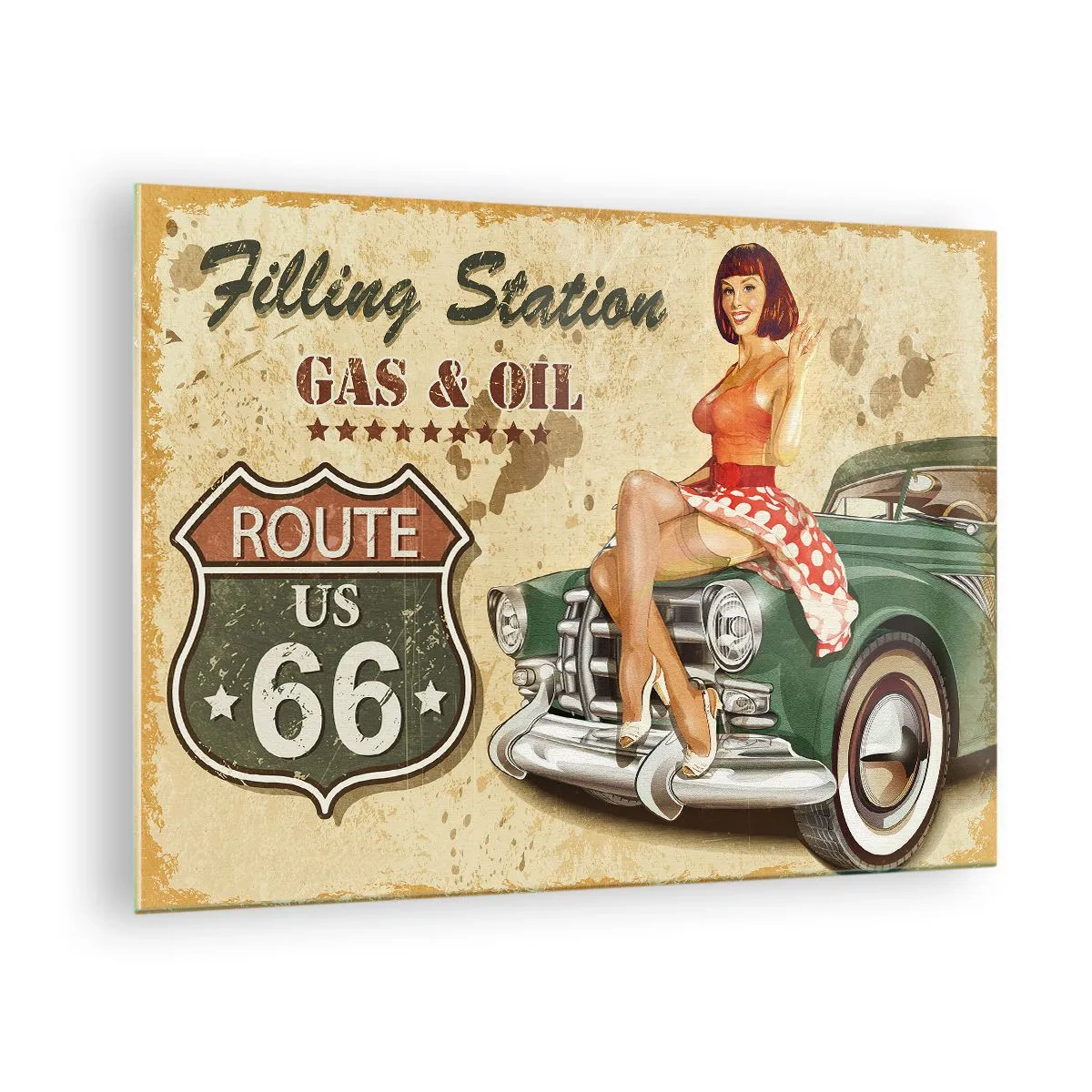 Glastavla - Bild på glas - De underbara 40-talet - 70x50cm - Underbara 40-talet - Modern väggdekoration för vardagsrum och sovrum ARTTOR