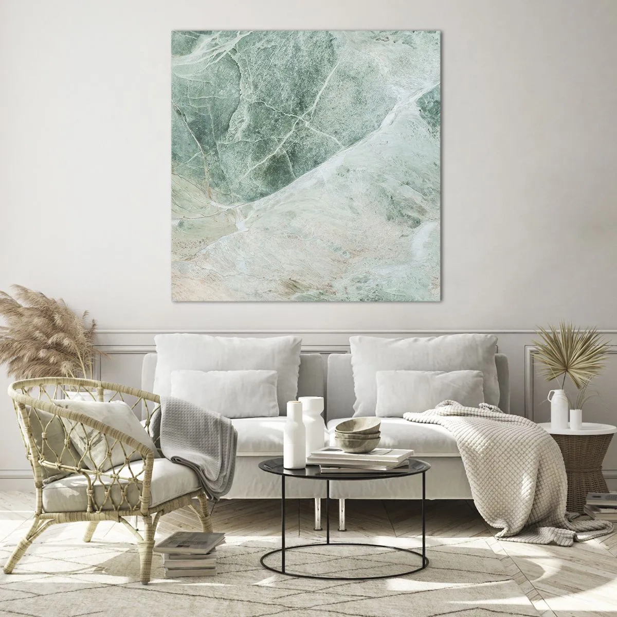 Glastavla - Bild på glas - Stenens ädla svalka - 60x60 cm