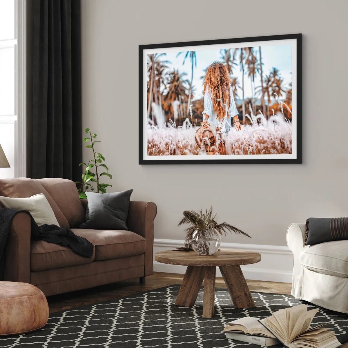 Affisch i svart ram - Född ur gräsdun - 70x50 cm