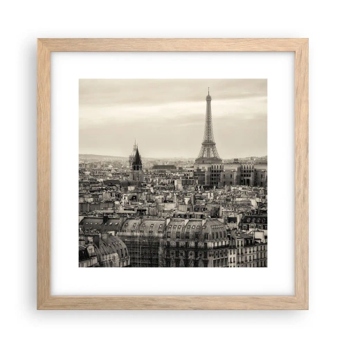 Affisch i ram av ljusek - Över Paris tak - 30x30 cm