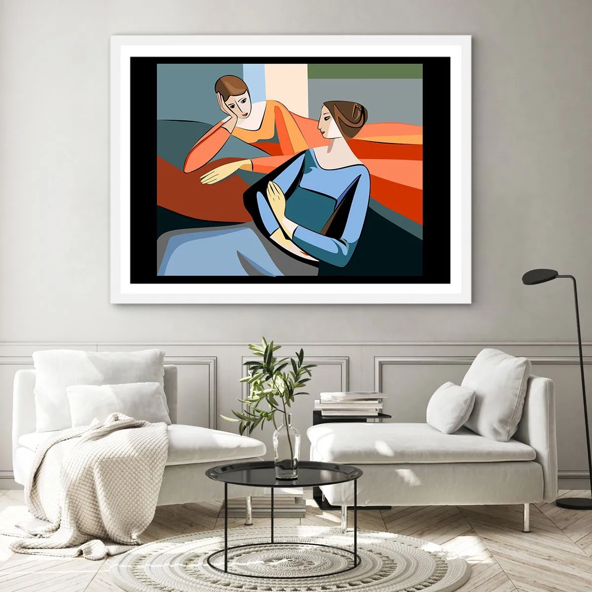 Affisch i vit ram - Ett ögonblick av förtrolighet - 91x61 cm