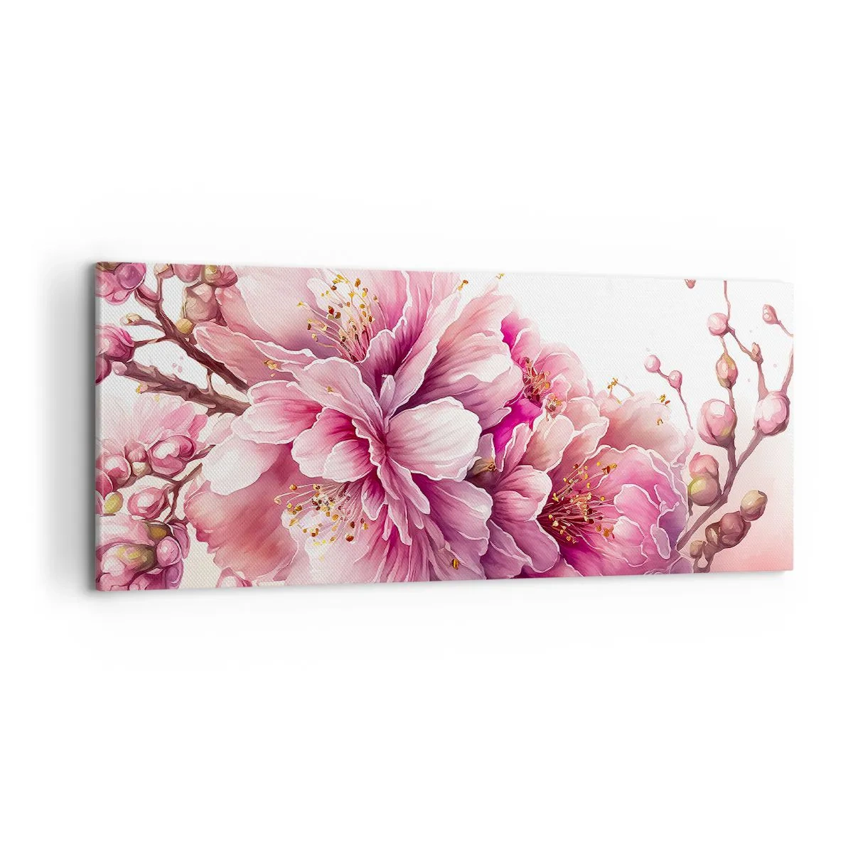 Canvastavla - Bild på duk - Blommande körsbärsblomma - 100x40 cm