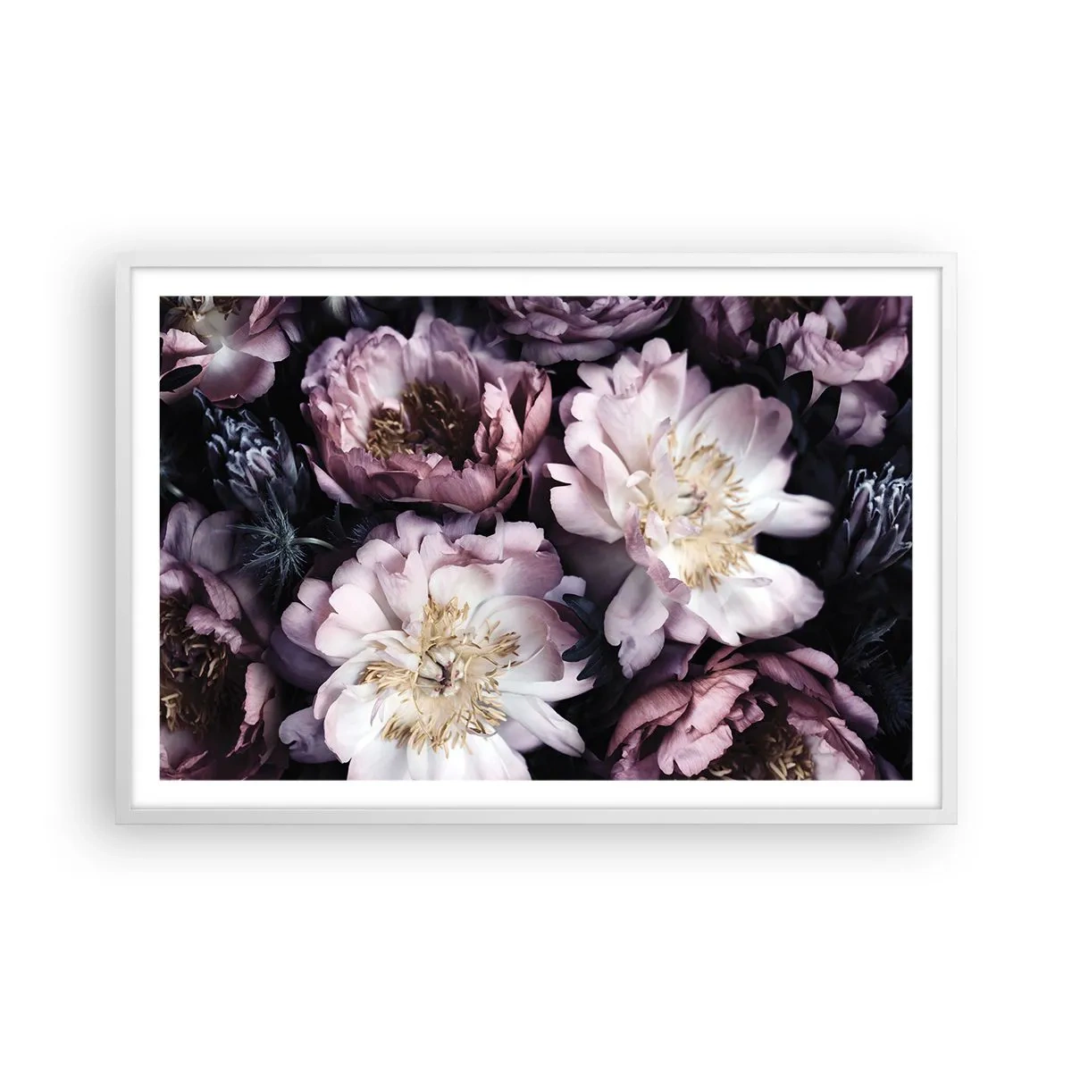 Affisch i vit ram - En bukett i gammal stil - 91x61 cm