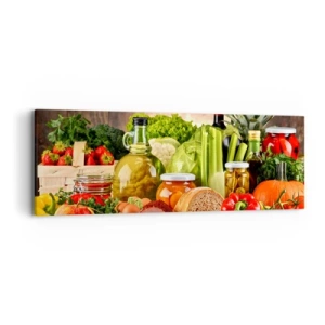 Canvastavla - Bild på duk - Rökt, ugnstekt, marinerad - 90x30 cm