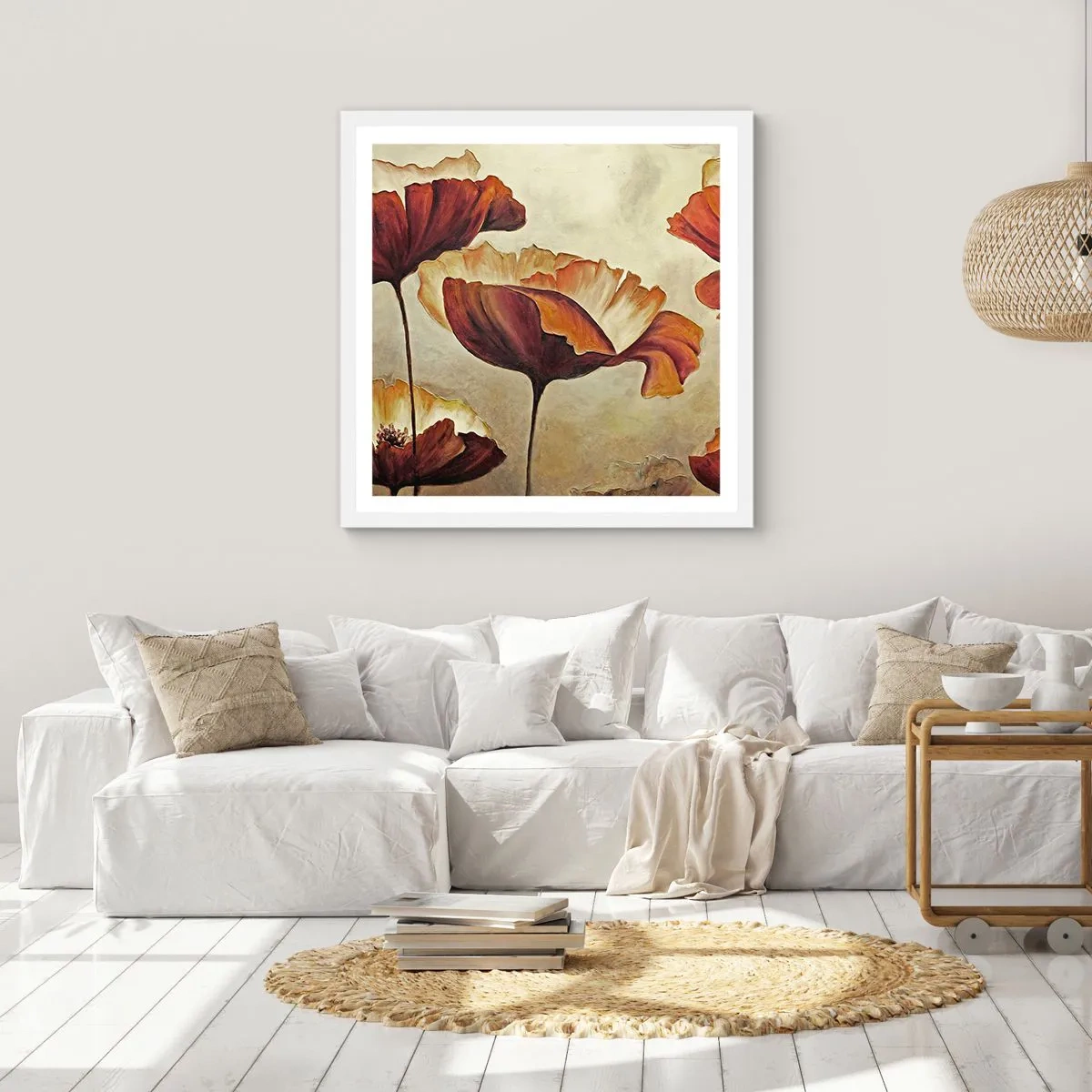 Affisch i vit ram - Ängsblommor - 30x30 cm