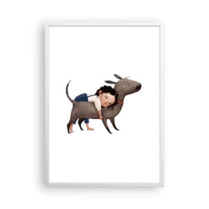 Affisch i vit ram - Bästa vänner - 50x70 cm