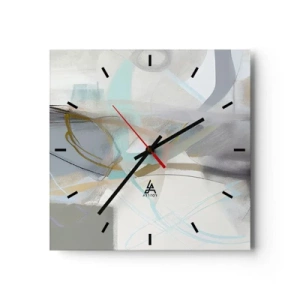 Väggklocka - Klocka på glas - Dimmig abstraktion - 30x30 cm