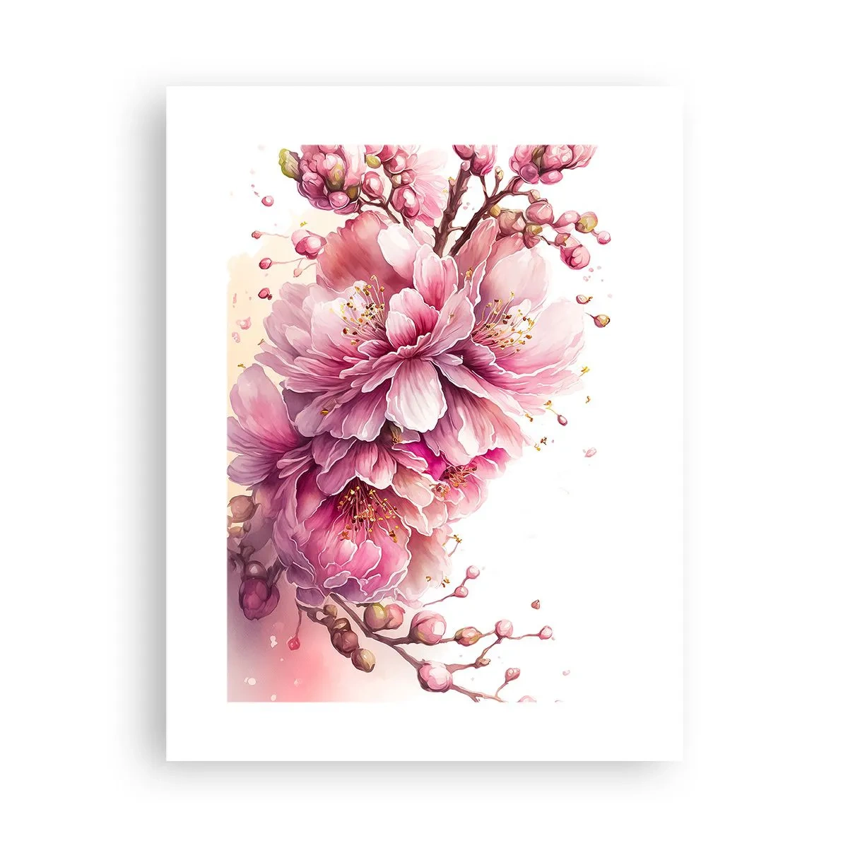 Affisch - Blommande körsbärsblomma - 30x40 cm