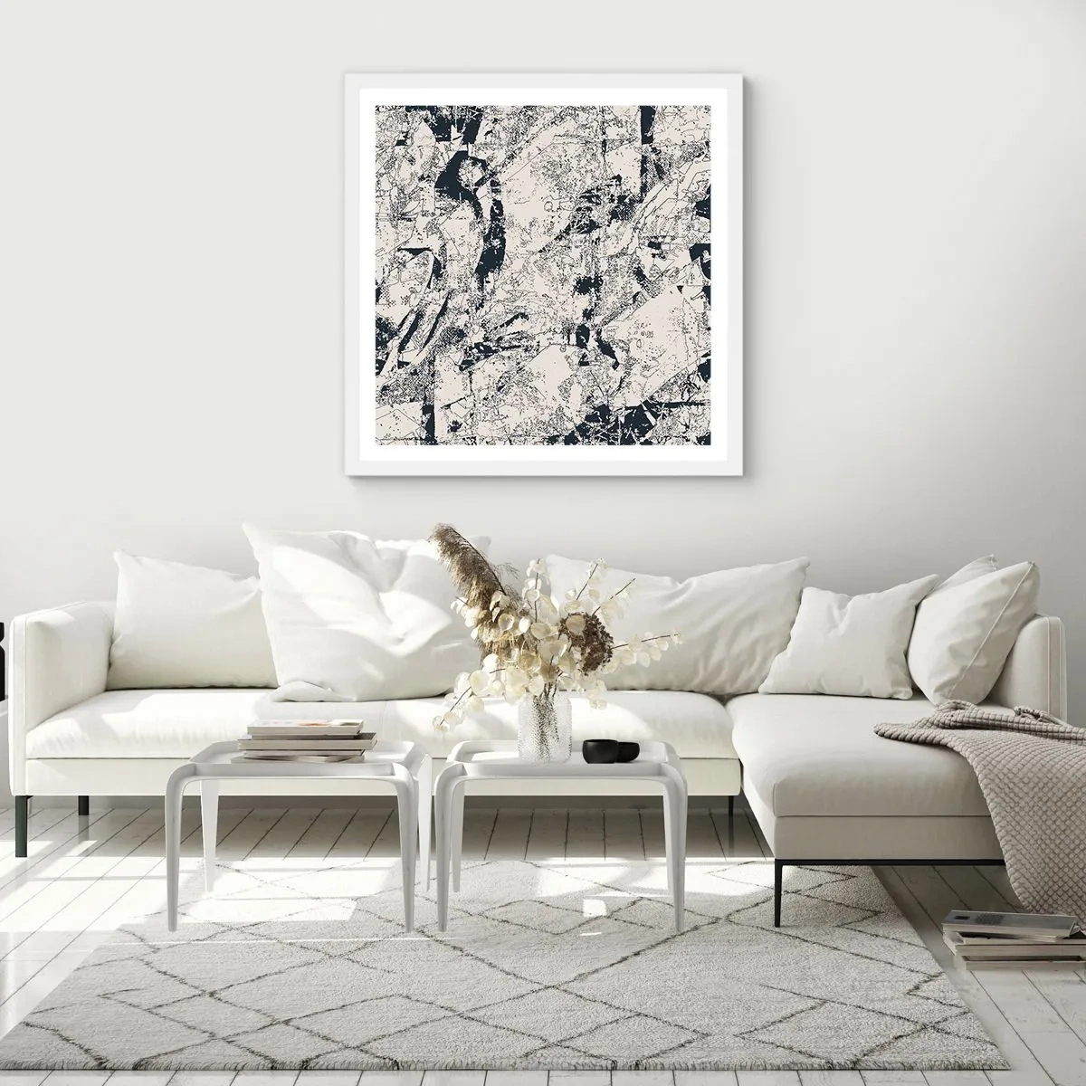 Affisch i vit ram - Motsatsernas interpenetration - 50x50 cm