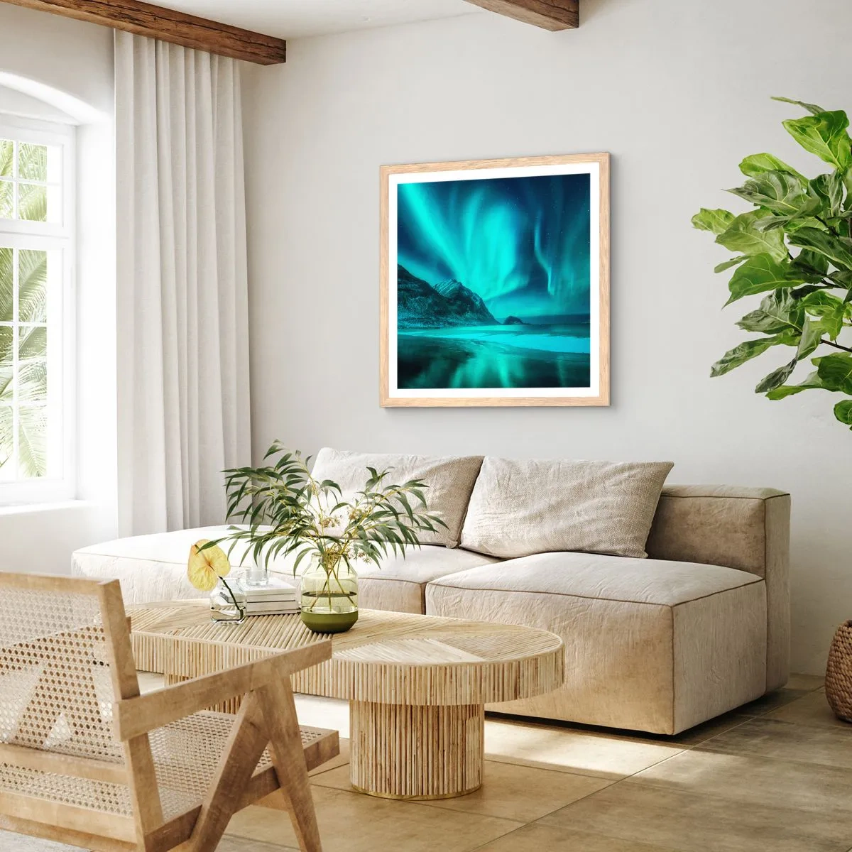 Affisch i ram av ljusek - Nordens underverk - 50x50 cm