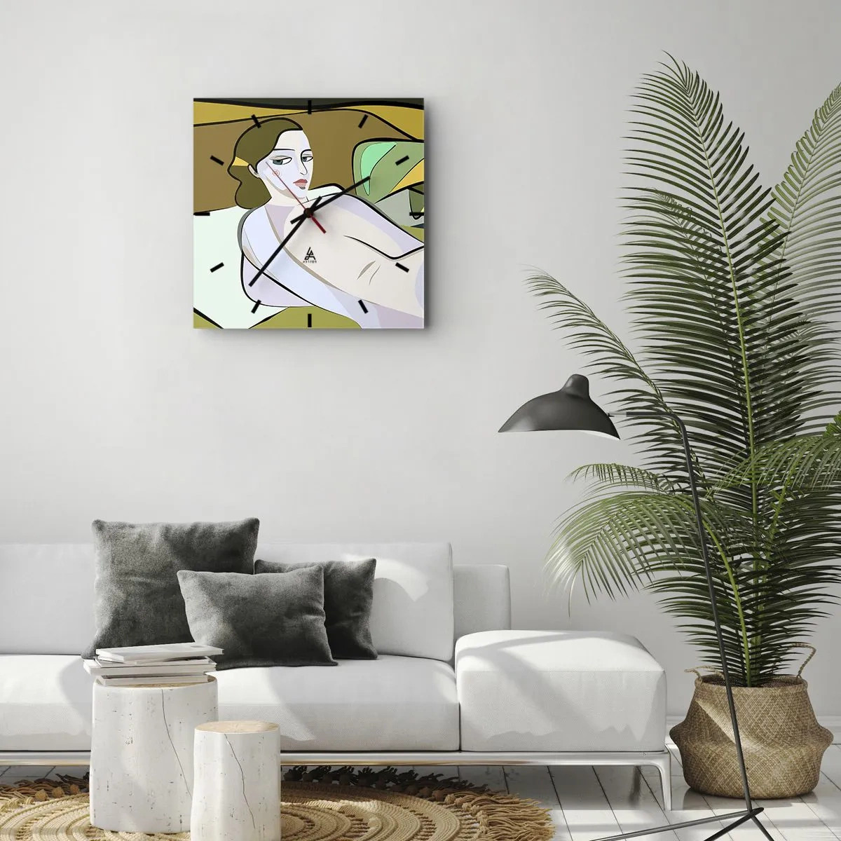 Väggklocka - Klocka på glas - Intim porträtt - 40x40 cm